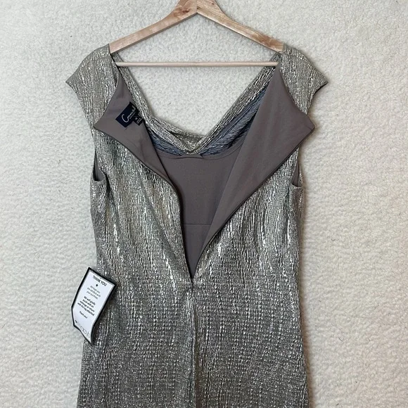 NWT Connected Apparel Womens Mushroom Gold Cowlneck Metallic Dress SIZE 12 - Picture 7 of 8